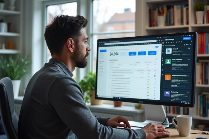 Consultant SEO gérant ses contacts et partenaires de netlinking sur un CRM en home office