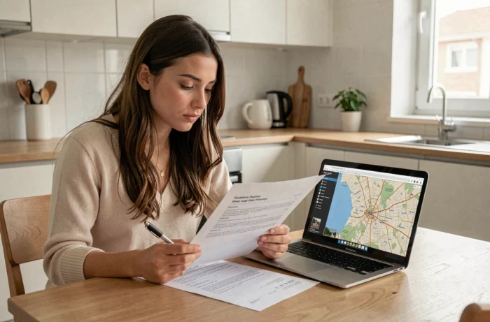 Jeune femme vérifiant le préavis locatif de son contrat de location selon la zone géographique